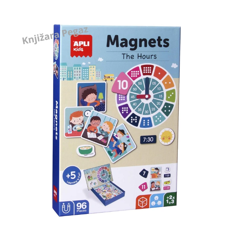 APLI Kids edukativna magnetna igra Učimo sat i vreme, 96 magneta za decu 5+ 18573