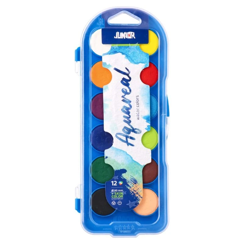 Vodene boje AquaReal 1/12 130701 - set od 12 boja u plastičnoj kutiji sa četkicom