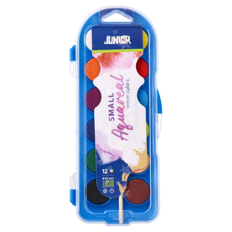Vodena boja AqaReal 1/12- mali set od 12 vodenih boja sa četkicom u plastičnoj kutiji 