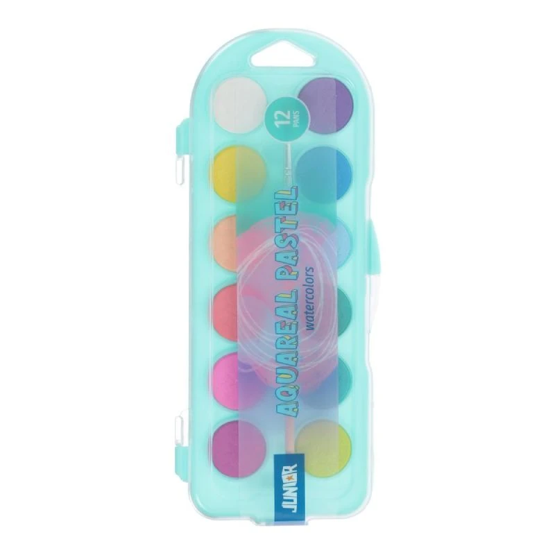 Vodene boje AquaReal pastelne 1/12 – set 12 pastelnih nijansi u kutiji za školu i kreativni rad, šifra 130703