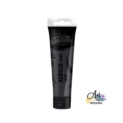 ARTline akrilna boja 60 ml – lamp black ART057 (lamp crna) | Akrilna boja na bazi vode za slikanje, dekoraciju, hobi i DIY projekte | Visoka pigmentacija, brzo sušenje, postojana boja