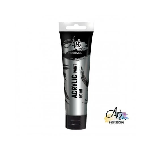 ARTline akrilna boja 60 ml – silver ART061 (srebrna) | Metalik akrilna boja na bazi vode za slikanje, dekoraciju, hobi i DIY projekte | Visoka pigmentacija, brz sušenje, postojan sjaj