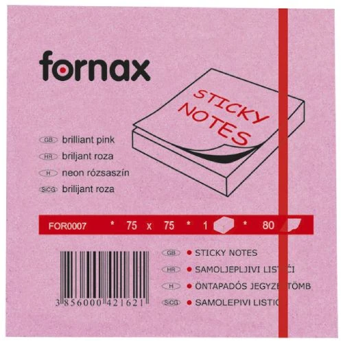 Fornax blok samolepljiv 75×75 mm – 100 listova, roze