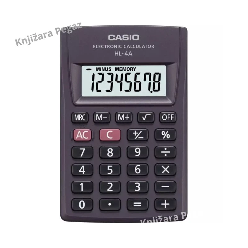 CASIO HL-4A džepni kalkulator – 8 cifara, procenat i kvadratni koren