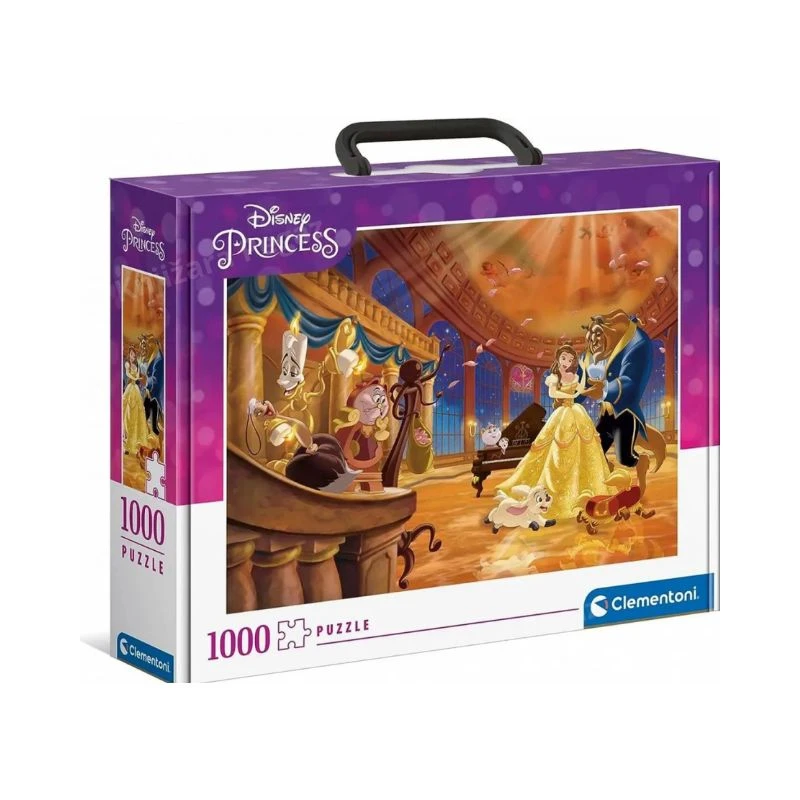 Clementoni Disney Princess Beauty and the Beast slagalica u koferu 1000 delova – premium puzzle sa ručkom za decu i odrasle