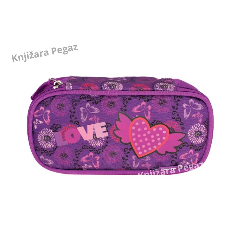 Connect pernica ovalna Love Heart 1 Zip 1 preklop, vodootporna školska pernica 000019544