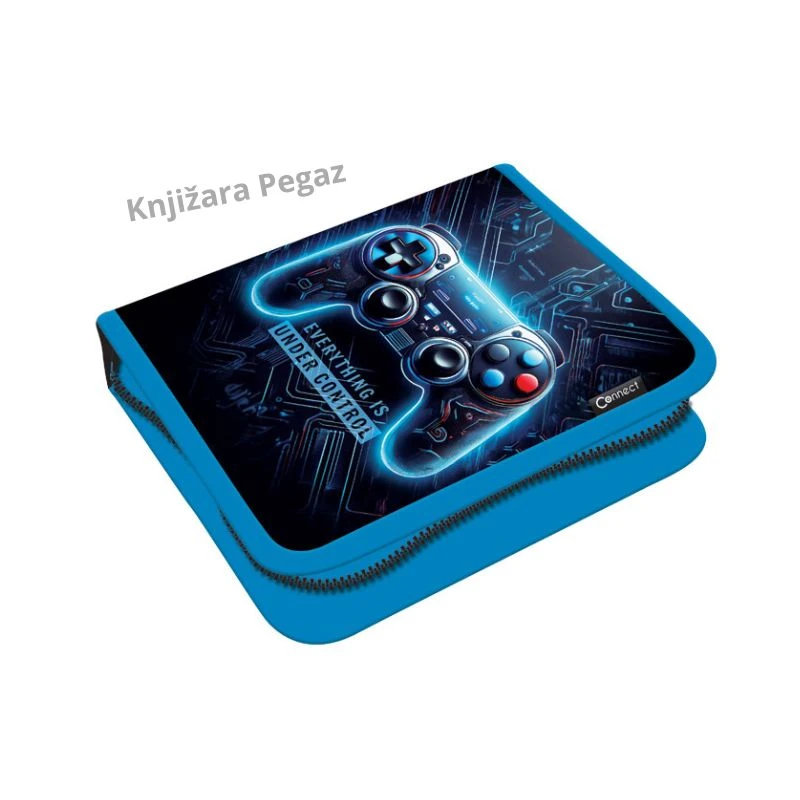 Pernica puna 1 zip 2 preklopa Connect Gamer Blue 60540 sa školskim priborom 35 delova