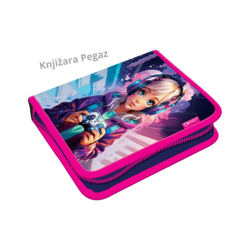Pernica puna 1 zip 2 preklopa Connect Gamer Girl 60567 sa školskim priborom 35 delova
