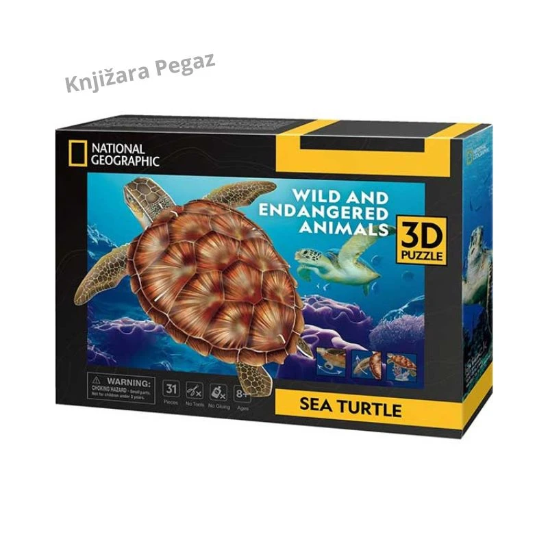 CubicFun National Geographic Morska kornjača 3D puzzle 31 deo – edukativna slagalica 8+ CBF210809