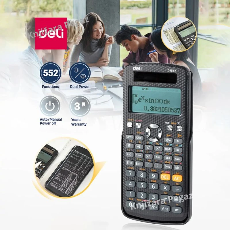 Deli ED991EX naučni tehnički kalkulator sa 552 matematičke funkcije crni