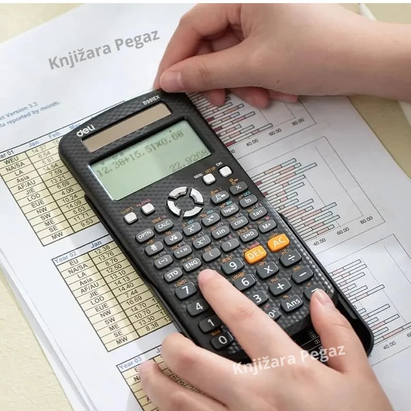 Deli ED991EX naučni tehnički kalkulator sa 552 matematičke funkcije crni