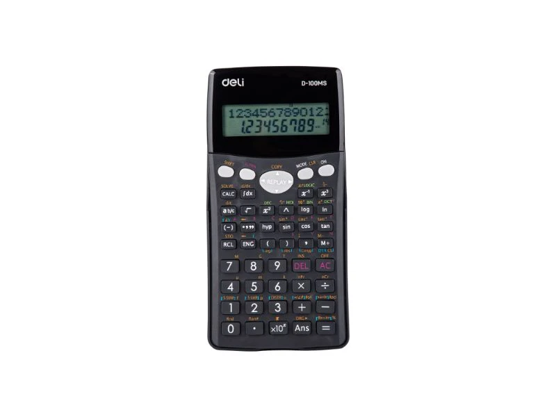 DELI matematički kalkulator/digitron ED-100MS – 240 matematičkih funkcija, 10+2 cifre, trigonometrija, statistika, logaritmi, zaštitni poklopac