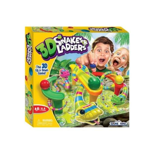 Društvena igra 3D Snakes & Ladders – Zmije i merdevine 3D, porodična igra za decu i odrasle, edukativna igra za 2–4 igrača