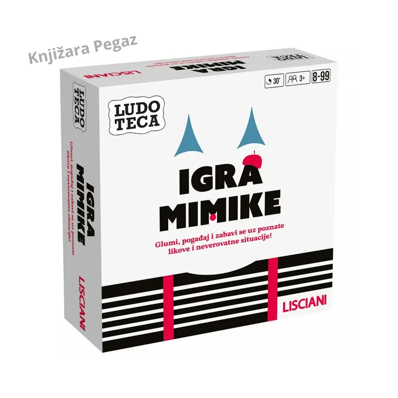 Lisciani Ludoteca Igra mimike društvena igra pantomime na srpskom za 3 i više igrača, uzrast 8–99 godina, 56 karata i dva načina igre