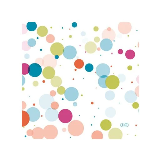 DUNI troslojne salvete Festive Bubbles Multi 33x33cm – dekorativne papirne salvete 3-slojne, 20 kom, bubble dezen u više boja, FSC
