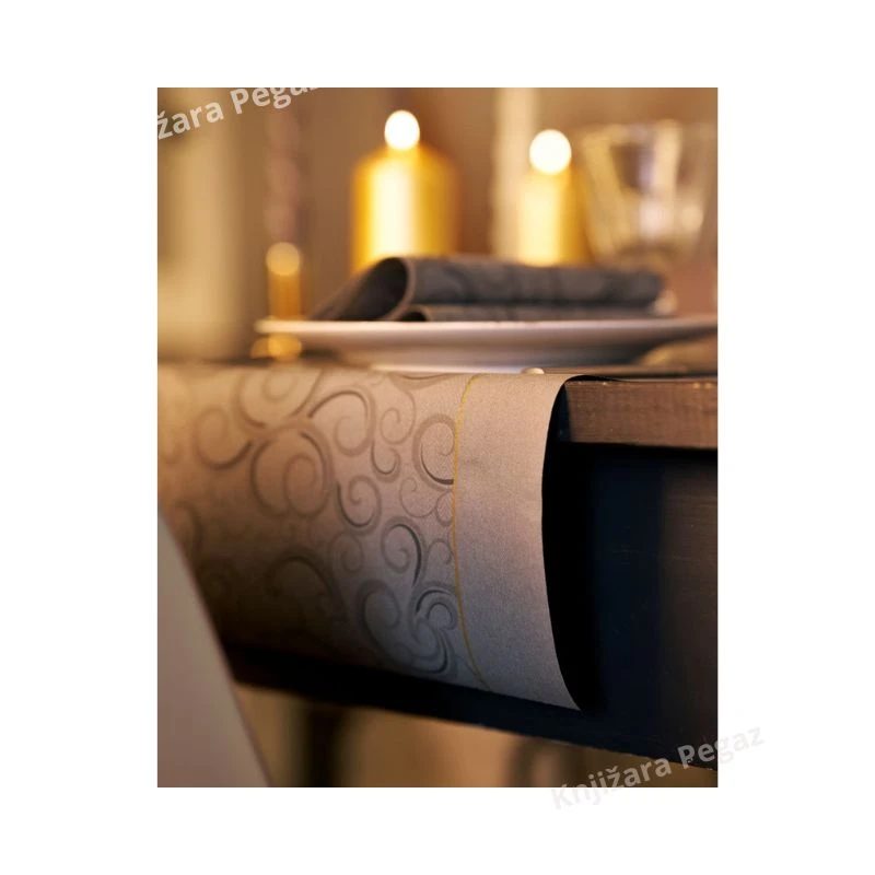 DUNI stona traka 0.4x4.8m elegant ewirls – luksuzna dekorativna stona traka sa elegantnim ornamentima, Dunicel table runner za svečanu dekoraciju stola, slavlje, restoran i elegantnu trpezu