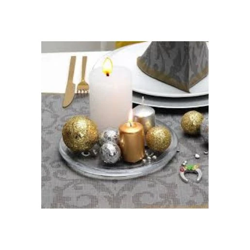 DUNI Stona traka Festive Granite grey 0.4x4.8m – Dunicel® 3-in-1 dekorativni nadstolnjak, sivo-zlatna stona dekoracija, perforirana traka za sto, FSC