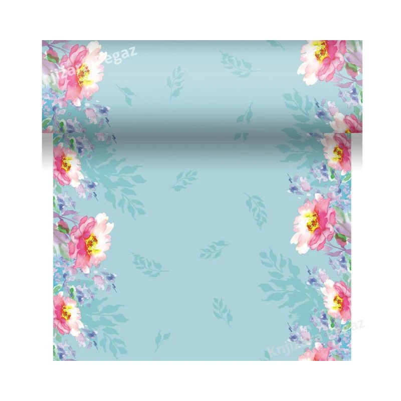DUNI Stona traka 0.4x4.8m Flowy Floral – dekorativna stona traka sa cvetnim motivima, Dunicel table runner za prolećnu i letnju dekoraciju stola, slavlja, rođendane i elegantnu trpezu