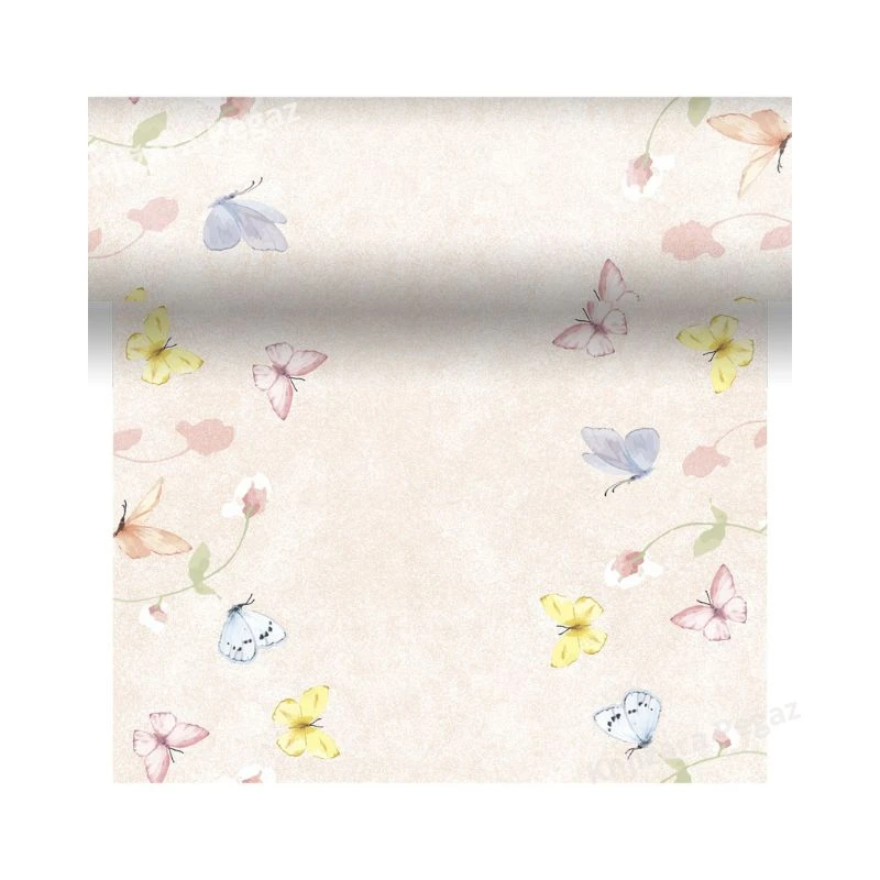 DUNI Stona traka 0.4x4.8m sweet peach – dekorativna stona traka sa cvetnim motivima leptirima i cvetnim motivom, Dunicel table runner za prolećnu dekoraciju stola, slavlje, rođendan i elegantnu trpezu
