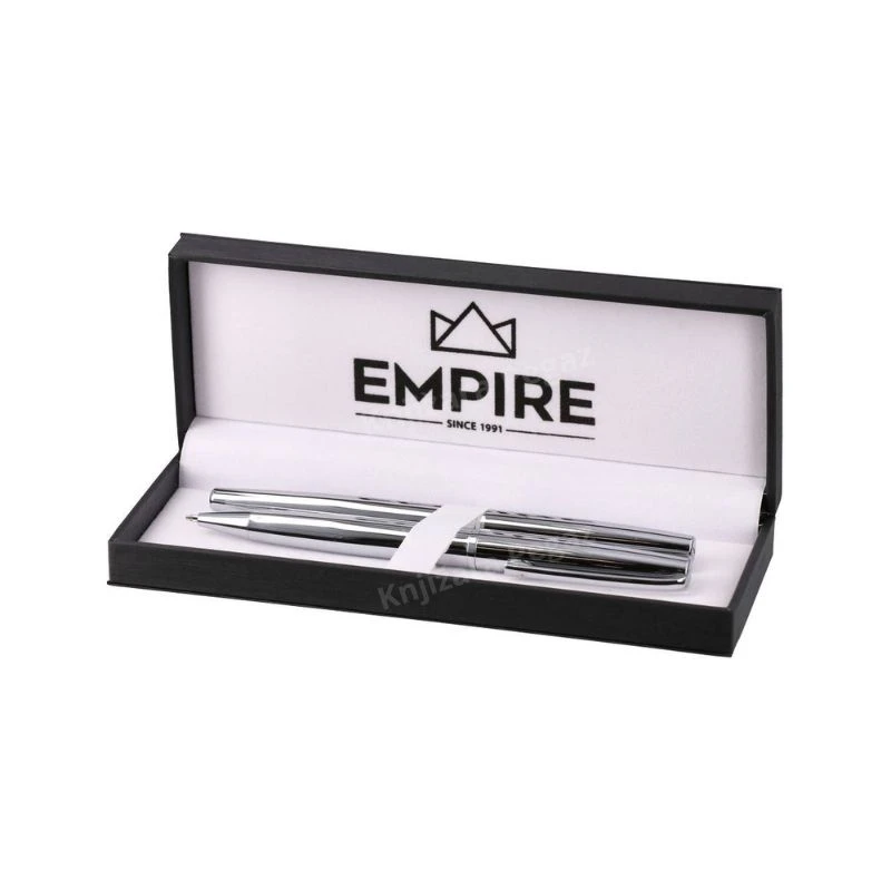 EMPIRE Atomik poklon set 412090 – moderan i ekskluzivan pisaći set naliv pero i hemijska olovka od metala sa elegantnom gravurom, u čvrstoj poklon kutiji, idealan za poslovne i reprezentativne poklone.