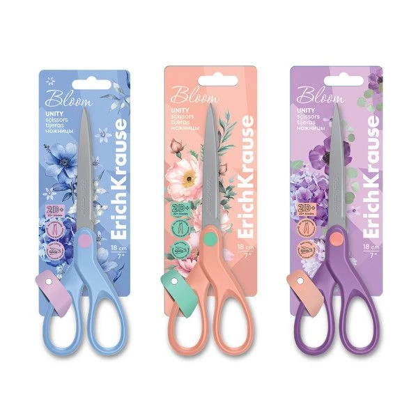 ErichKrause makaze Pastel Bloom dužine 18 cm – nerđajući čelik i ergonomske ručke sa gumenim umetcima (60846)