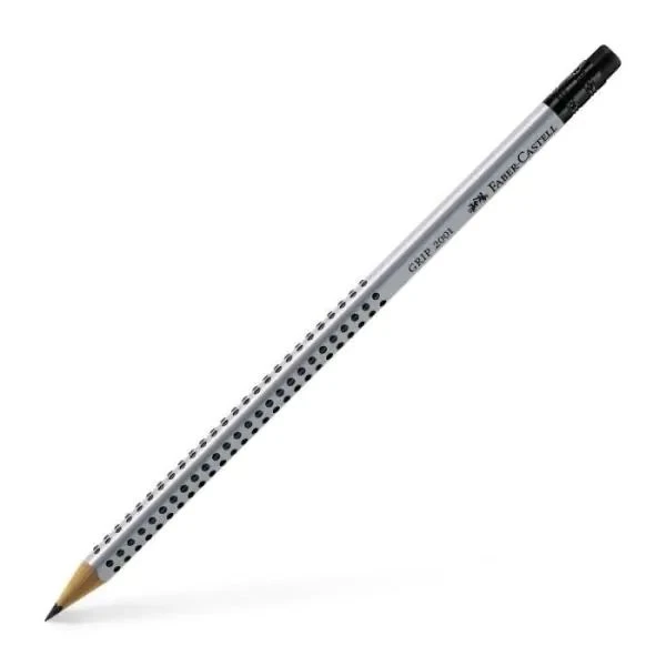 Faber-Castell grafitna olovka Grip 2001 HB sa gumicom, ergonomska trouglasta olovka sive boje