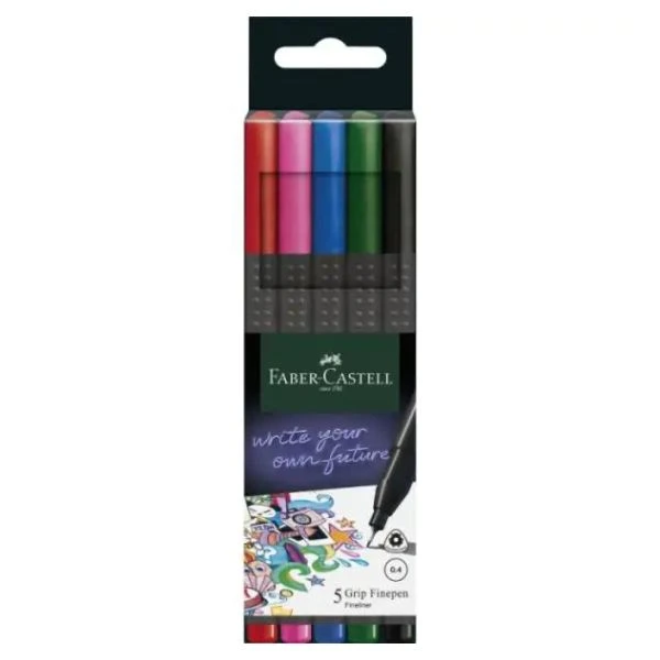 Faber-Castell Grip flomaster lajneri 5 kom | Basic set, ergonomski, precizni 0.4 mm