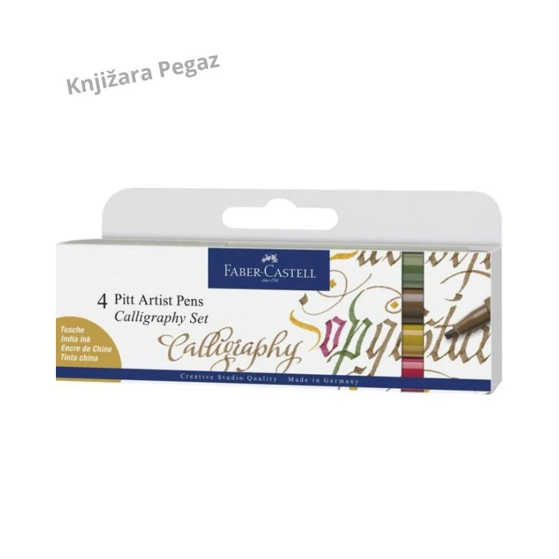 Faber-Castell Pitt Artist Pen Calligraphy set 1/4 C 167606 – Kaligrafski flomasteri sa pigmentnim mastilom, 4 boje