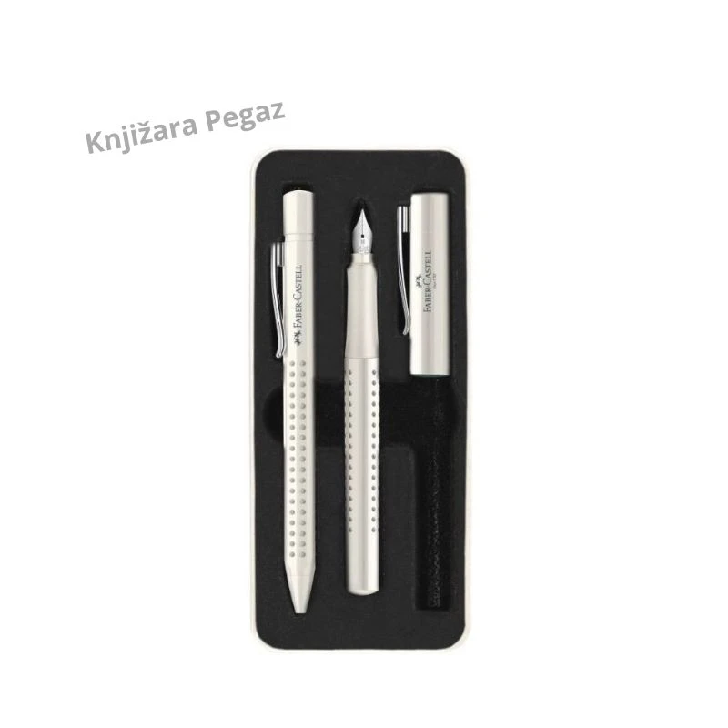 Faber-Castell Grip 2010 Coconut Milk Set, hemijska olovka i naliv pero M u metalnoj poklon kutiji, Premium pisaći set 201527