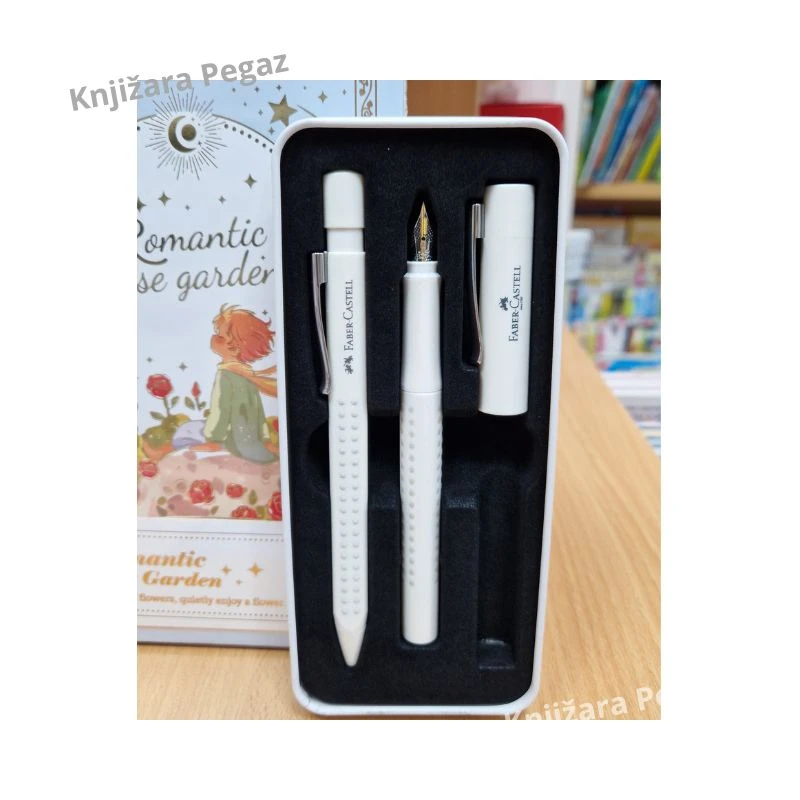 Faber-Castell Grip 2010 Coconut Milk Set, hemijska olovka i naliv pero M u metalnoj poklon kutiji, Premium pisaći set 201527