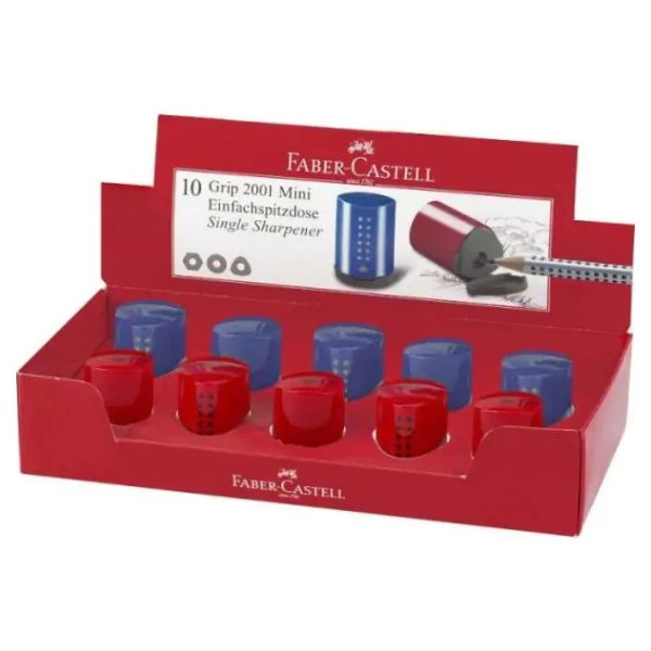 Faber-Castell Grip rezač za olovke mini, rezač sa posudicom za olovke i bojice u Plavoj i crvenoj boji