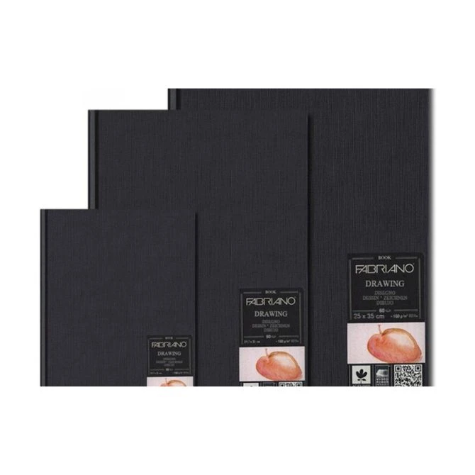 Blok za crtanje Fabriano Drawing Book A5, 60 listova, 160 g/m² – natural grain, tvrdi povez, bočni uvez – 19100006