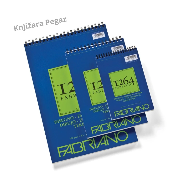 FABRIANO 1264 Drawing blok za crtanje A5, prirodna tekstura, spirala gore i mikroperforacija, 30 listova, 180 g/m² – 19100645