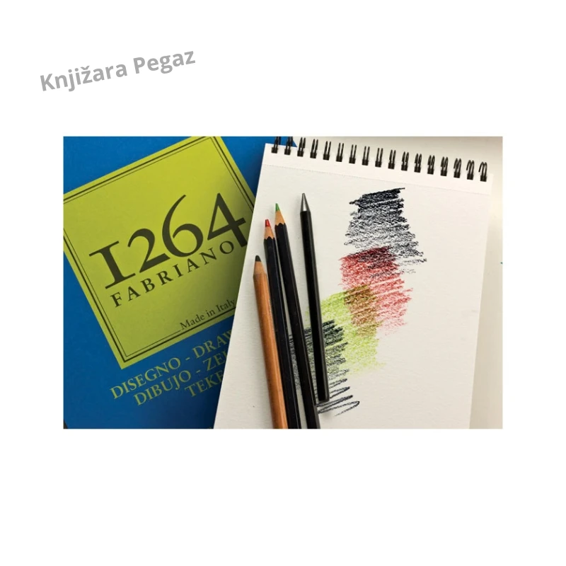 FABRIANO 1264 Drawing blok za crtanje A5, prirodna tekstura, spirala gore i mikroperforacija, 30 listova, 180 g/m² – 19100645