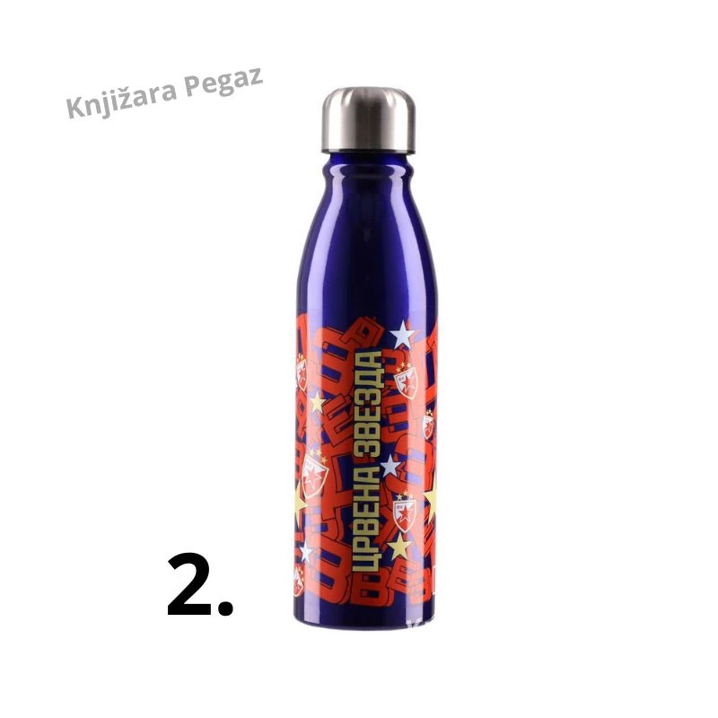 Crvena Zvezda aluminijumska flašica za vodu 600 ml, izolovana sportska boca za školu i trening 300000