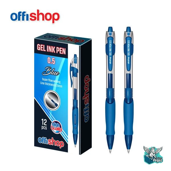 Gel olovka OffiShop GRIP 0.5mm plava OF578, precizno i udobno pisanje