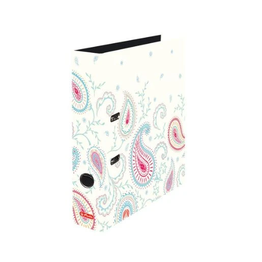 HERLITZ Paisley White registrator A4 široki samostojeći – elegantan beli kancelarijski registrator sa Paisley motivom za uredno arhiviranje dokumenata