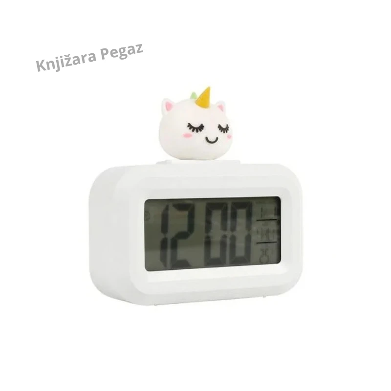 I-Total Unicorn dečiji digitalni sat budilnik sa noćnim svetlom i snooze funkcijom - beli XL2838