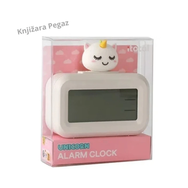 I-Total Unicorn dečiji digitalni sat budilnik sa noćnim svetlom i snooze funkcijom - beli XL2838