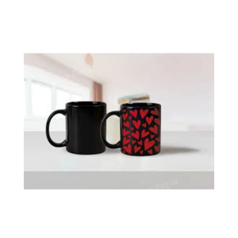 Itotal keramička šolja sa srcima koja menja boju na toplotu 295 ml – magic mug, termo šolja za kafu i čaj, savršen poklon za rođendan i posebne prilike