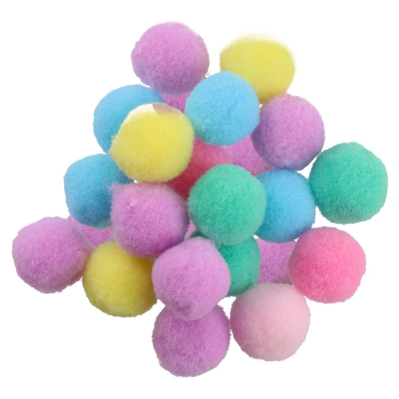 Junior kraft pom pom u pastelnim bojama, 20 mm, set od 36 komada – dekorativni mini pom pomovi za kreativne i hobi projekte