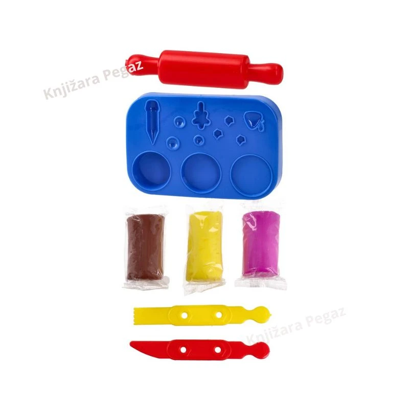 JUNIOR masa za oblikovanje Funny Clay Party 150 g, 3 boje sa kalupima i priborom 130796