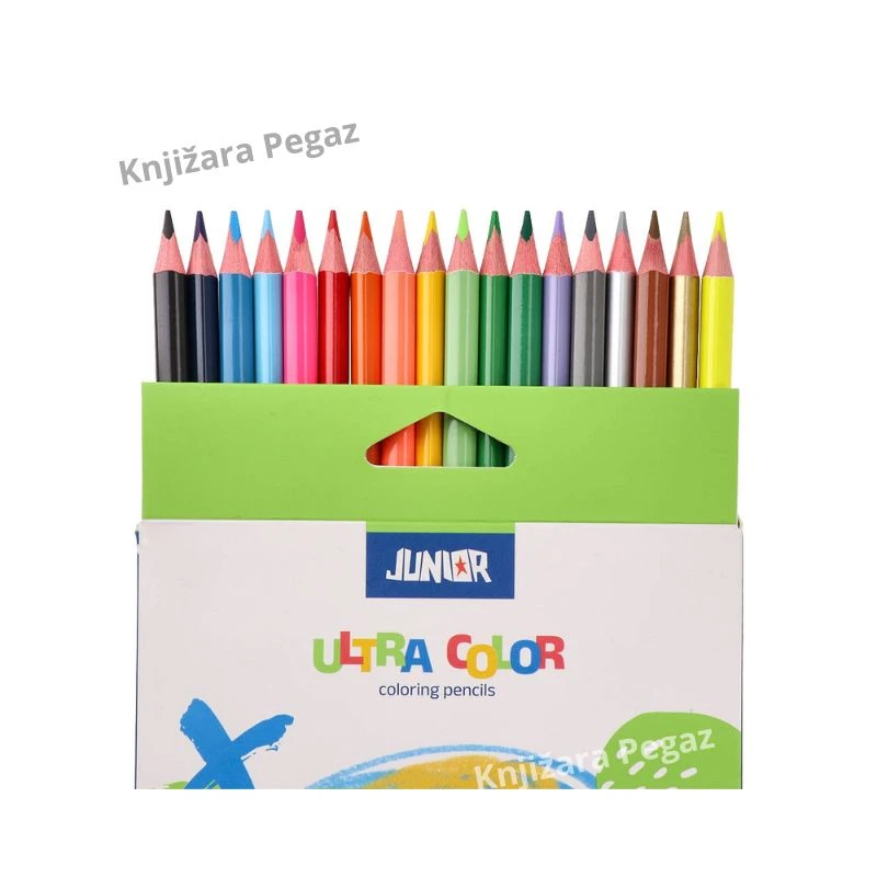 JUNIOR Ultra Color drvene bojice trouglaste 18 boja (15+3) 130206, ergonomske bojice za školu i crtanje, mina 3 mm
