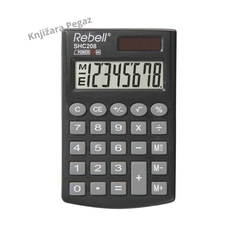 Rebell SHC208 džepni kalkulator sa preklopom 8 cifara solarni crni 62x100 mm