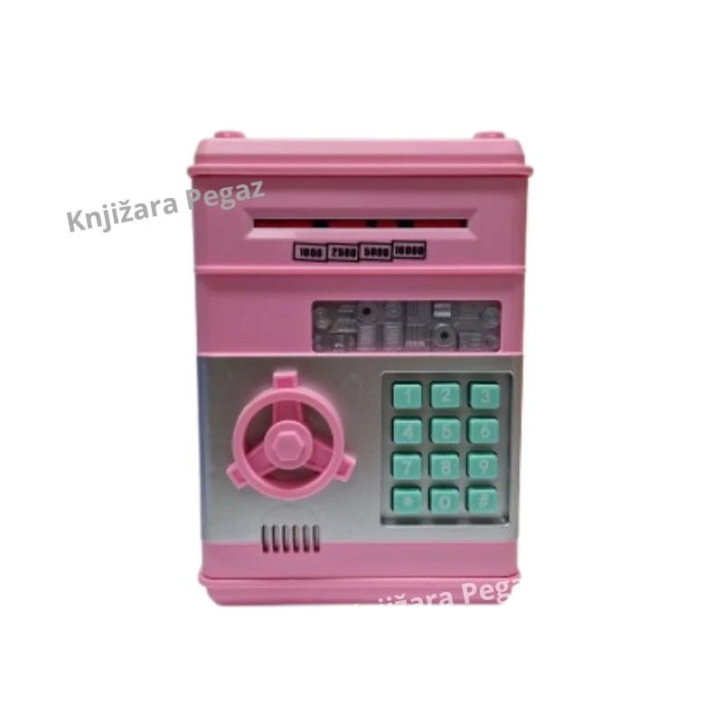 Kasica sef bankomat sa šifrom za decu, automatsko uvlačenje novčanica, roze/plava, elektronska kasica
