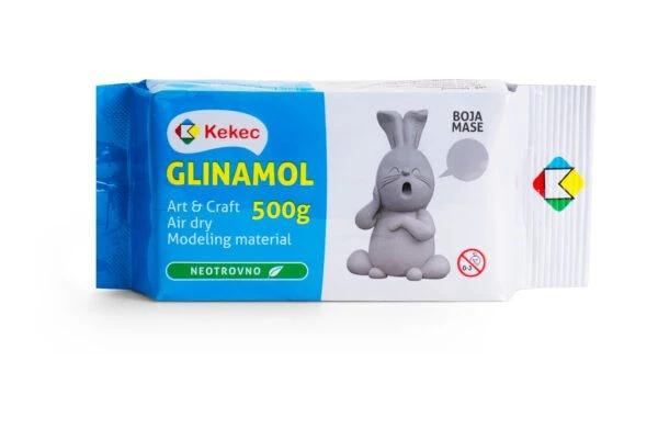 KEKEC Glinamol 500g – bela masa za modelovanje, samosušeća, trajno čvrsta bez pečenja