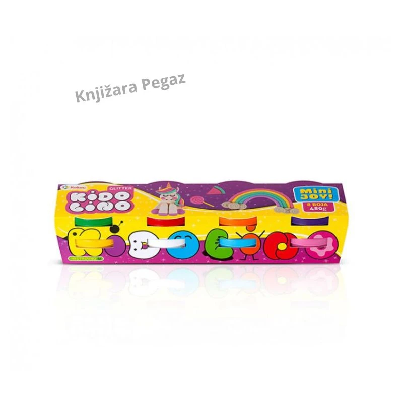 KEKEC Kidolino Glitter Mini Joy set, masa za oblikovanje sa šljokicama 8 boja, 480 g