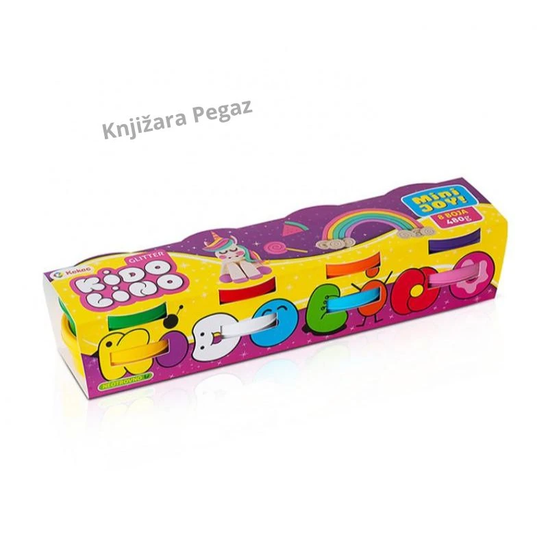 KEKEC Kidolino Glitter Mini Joy set, masa za oblikovanje sa šljokicama 8 boja, 480 g