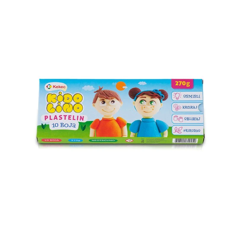 KEKEC Kidolino plastelin – set 10 boja, 270 g, meka masa za modelovanje za decu