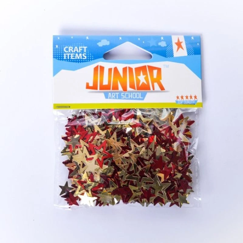 Crafty Ruby Junior – kraft konfete zvezdice 18x18mm, 14g – šljokičaste zvezde za dekoraciju, kreativne i DIY projekte